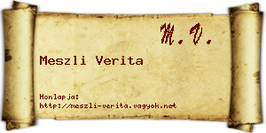 Meszli Verita névjegykártya
